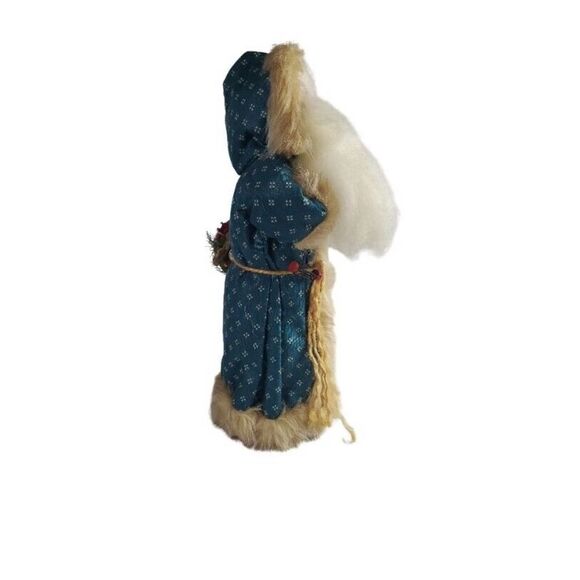 Vintage Santa Claus w/Presents Figurine 15” Cloth Realistic Furry Beard Robe - Picture 5 of 10